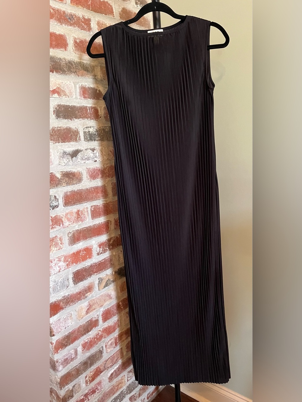 COS Knitted Pleated Maxi Dress in black | size XS